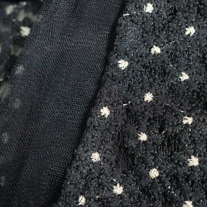 【美品】ヒロミシスル HiROMITHiSTLE★チュールレース♪ベスト はおりもの サイズF 黒系 お花モチーフ♪z22358