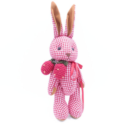 【美品】ピンクハウス★可愛い！ギンガムうさぎ 苺編みモチーフ コサージュ　赤系　＊ko109
