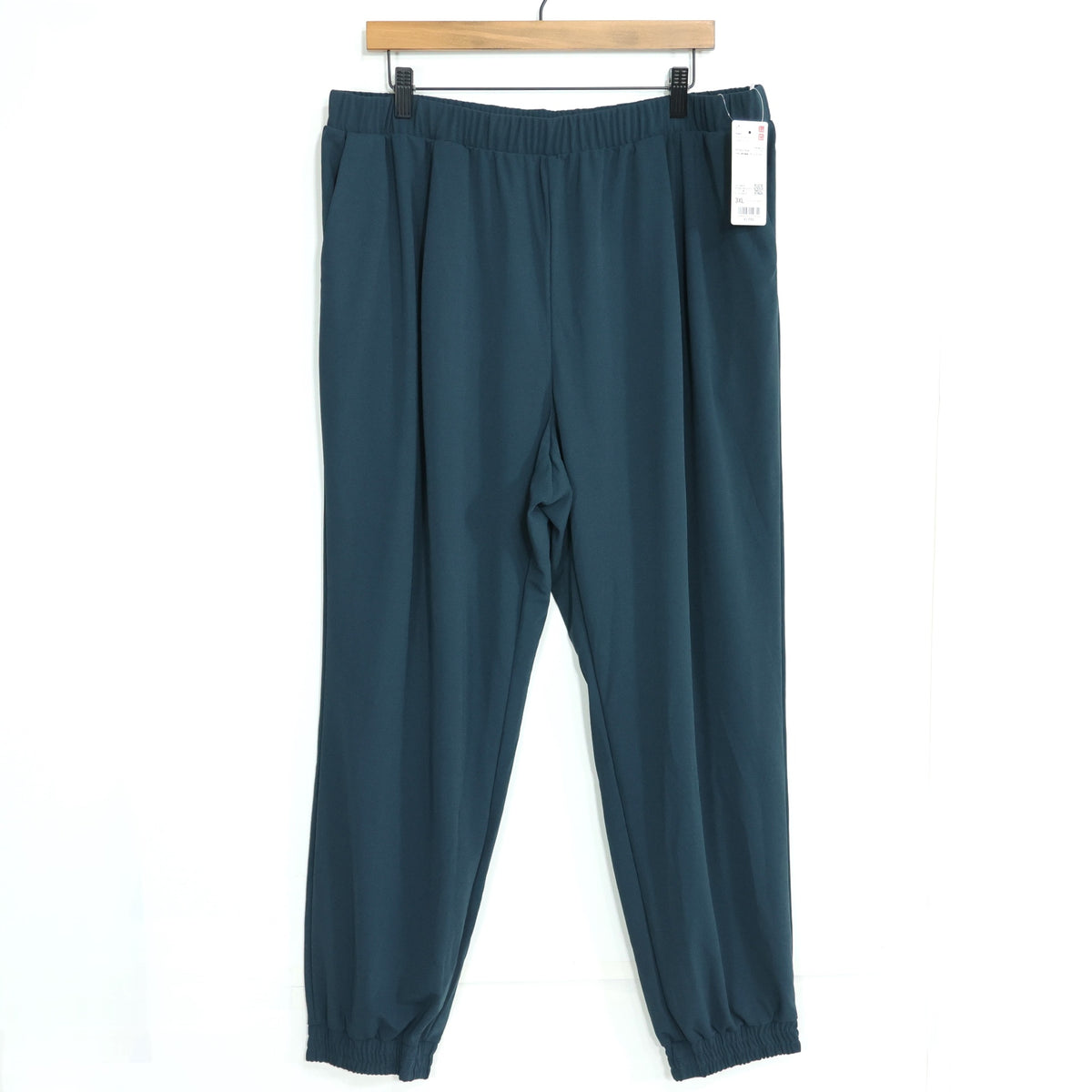 【美品・紙タグ有】ユニクロ★きれいめ カジュアル クレープジャージ ジョガー パンツ 大きいサイズ3XL グリーン系 z22933