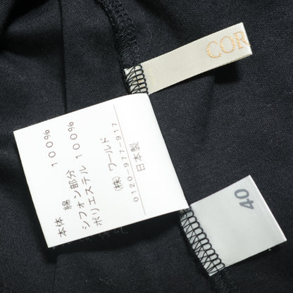 コルディア★胸元フリル シフォンフレアスリーブ  ♪半袖カットソー サイズ40 黒系 z22684
