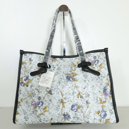 【美品】インゲボルグ★トートバッグ A4自立 パイピングトート 花柄 バラ 白系 ba264