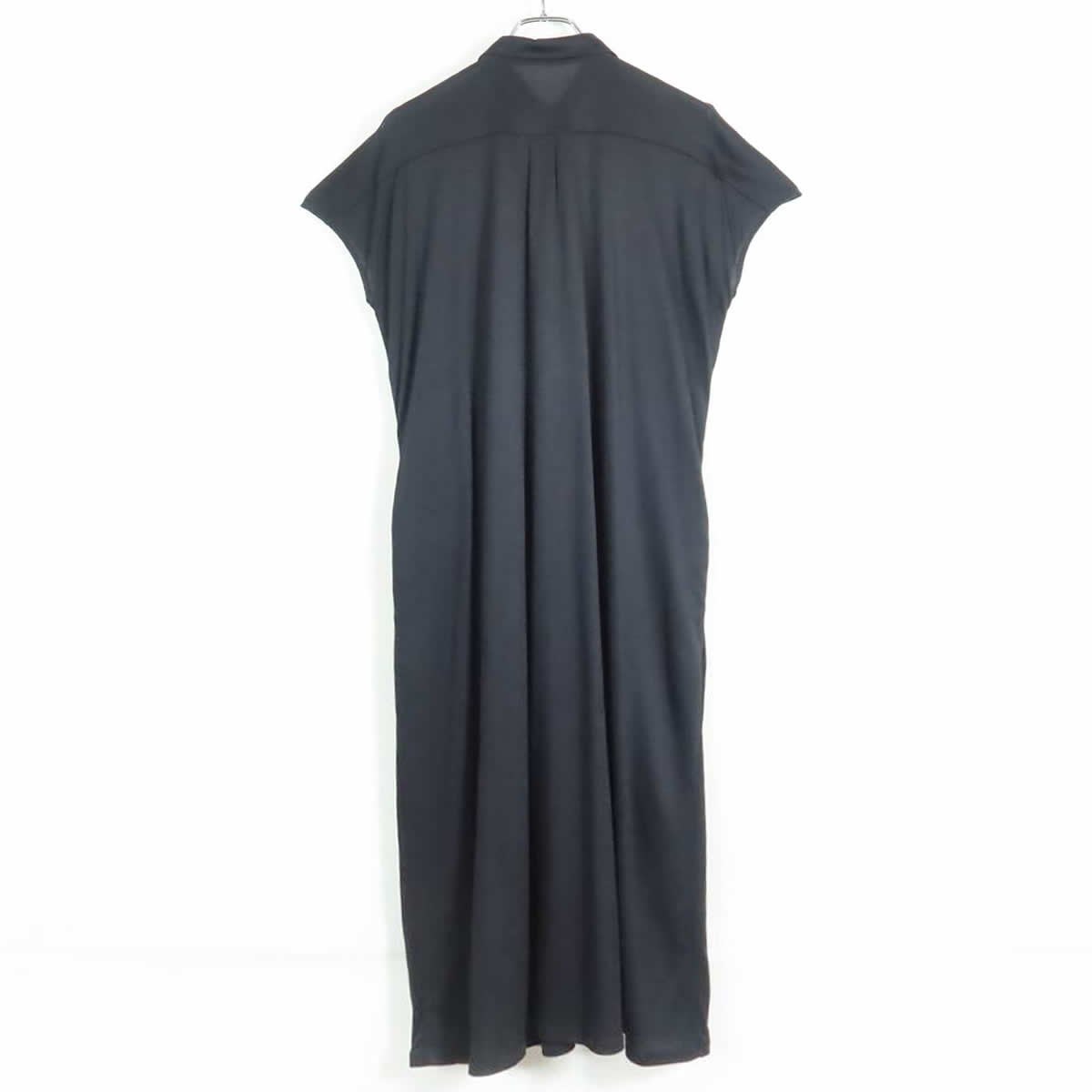 【美品】23区★上品な印象♪ フレンチ袖シャツワンピース ドレープ感 サイズ38 黒系 ＊z18388