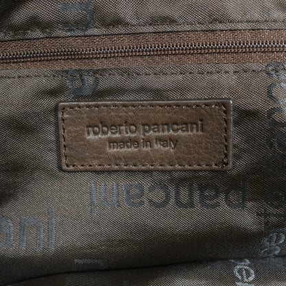 roberto pancani ロベルトパンカーニ★メッシュレザー トートバッグ イントレチャート タッセル付き 茶系 ba262