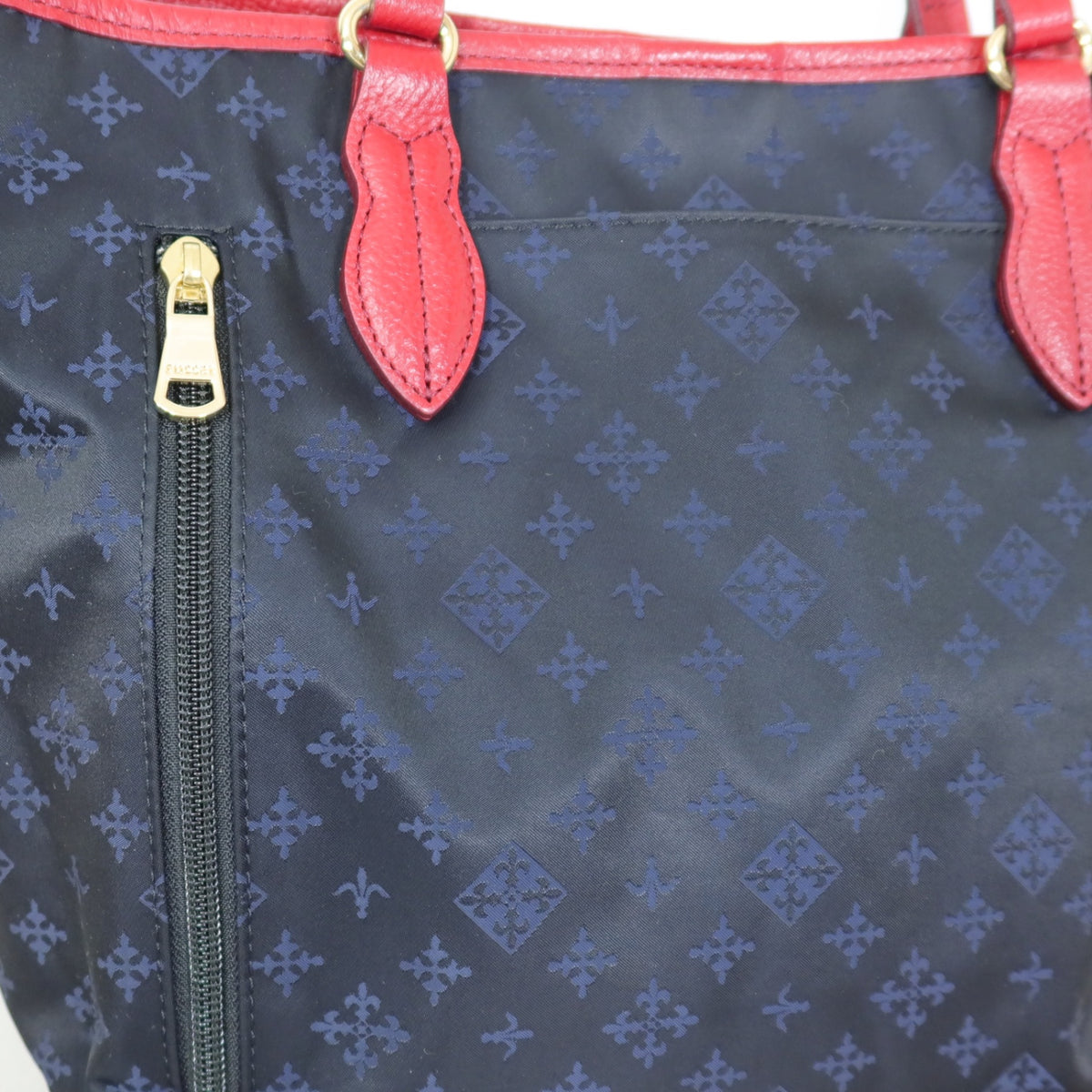 【美品】ラシットrusset★Lilyシリーズ 大人可愛い トートバッグ モノグラム A4収納可 ネイビー×ピンク ＊ba183