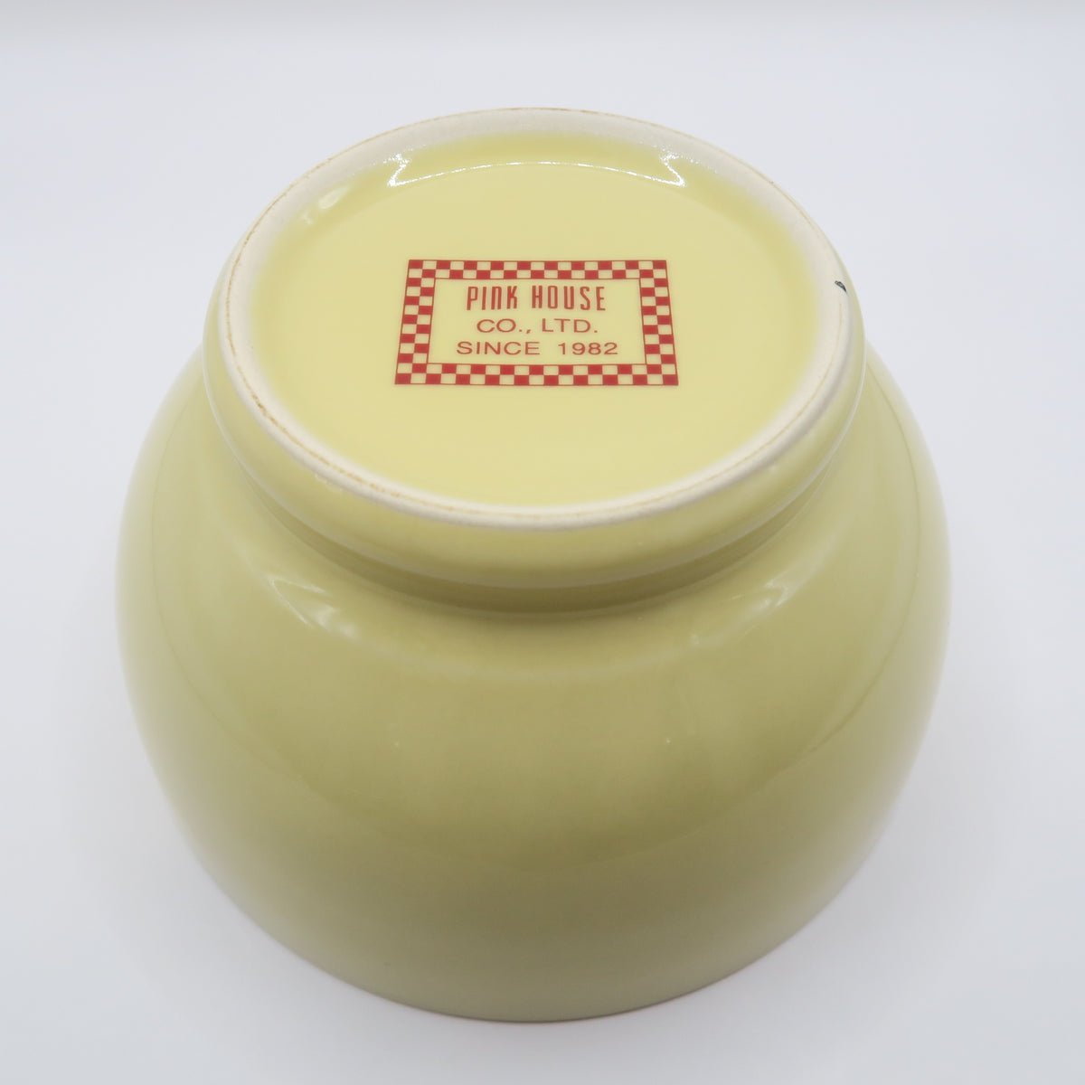 ピンクハウス★チェック柄ボウル ロゴ入 陶器 小どんぶり 皿 ギンガムチェック 黄色系 so343