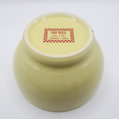 ピンクハウス★チェック柄ボウル ロゴ入 陶器 小どんぶり 皿 ギンガムチェック 黄色系 so343