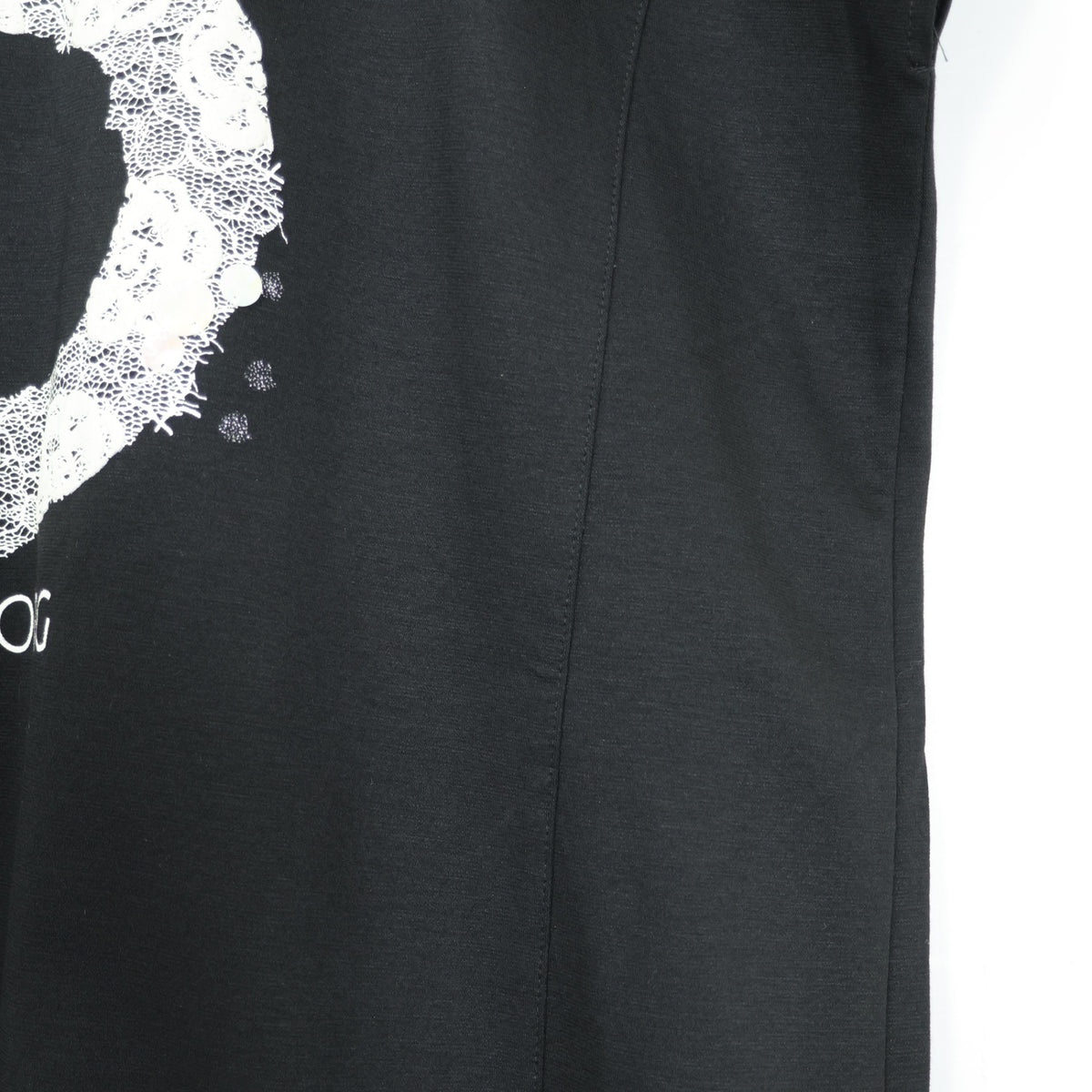 【極美品！】ピンクハウス★ガーリーTシャツ フレンチ袖 レースpt スパンコール ロゴpt 黒系 z22292