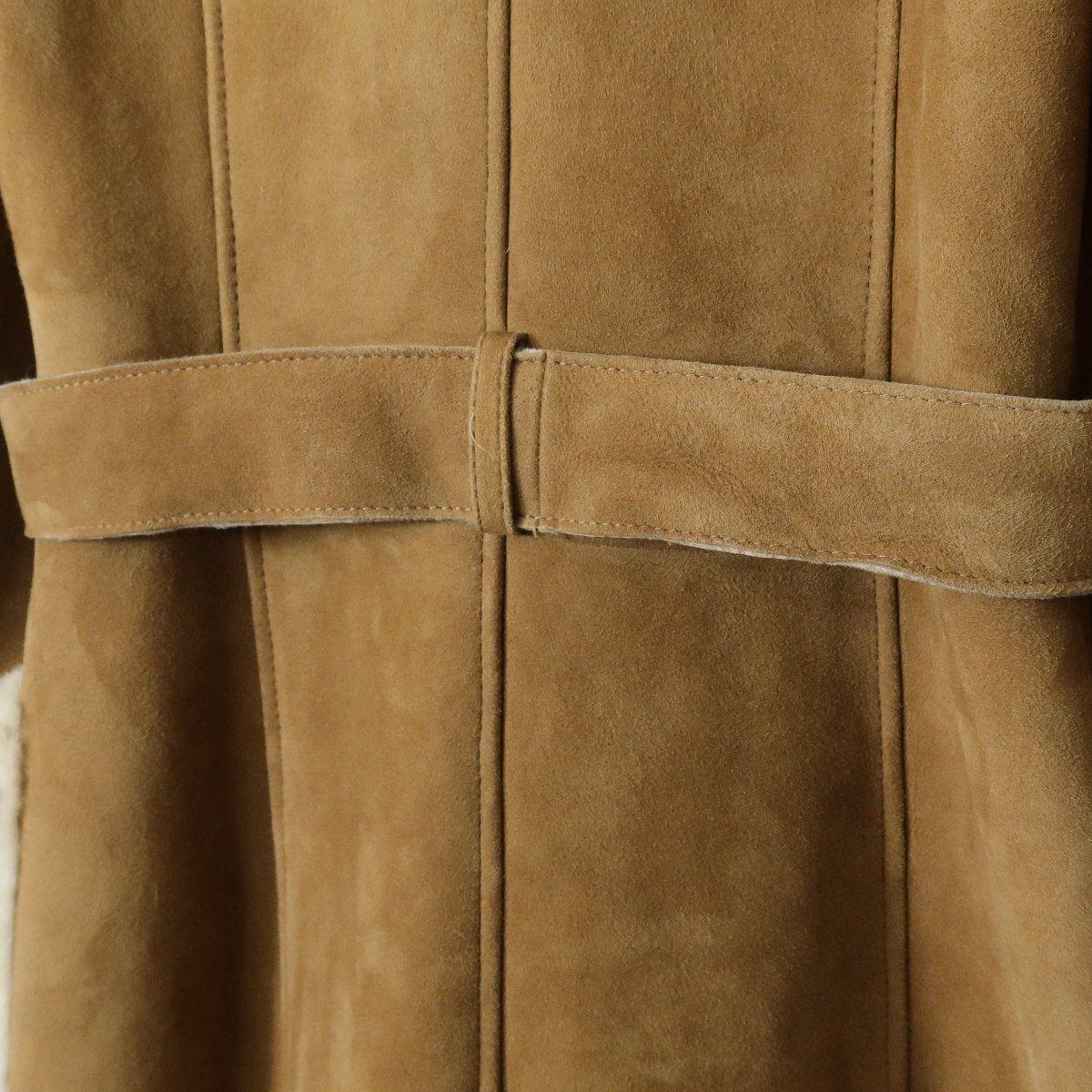 【美品】バルマン BALMAIN★上質！ムートンコート 本革 サイズ9 キャメル系 リアルファー ＊z11217