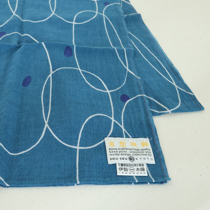 【美品】ソウソウ SOUSOU★伊勢木綿 くびまき 輪ゴム 寂納戸 青緑系 スカーフ バンダナ so0269