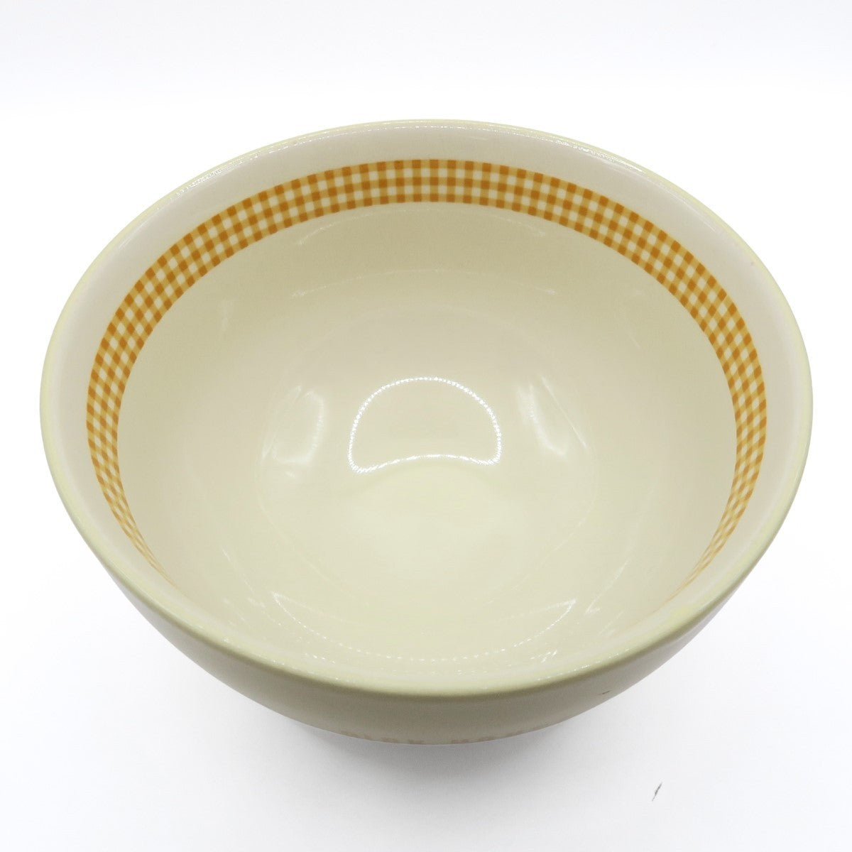 ピンクハウス★チェック柄ボウル ロゴ入 陶器 小どんぶり 皿 ギンガムチェック 黄色系 so343