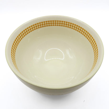 ピンクハウス★チェック柄ボウル ロゴ入 陶器 小どんぶり 皿 ギンガムチェック 黄色系 so343