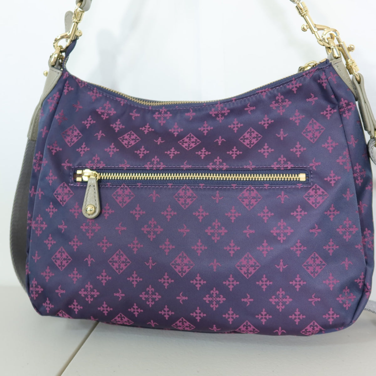 【美品】ラシット ★斜め掛けok! 2WAYショルダーバッグ ネイビー×ピンク系　＊ba186