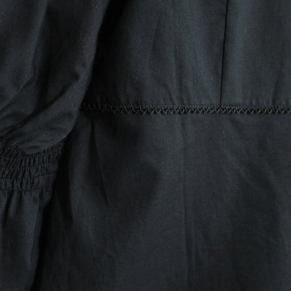 【美品】インゲボルグ★シャーリング♪ふんわりローンワンピース ミニ丈 サイズM 黒系 ピコレース♪無地 薄手 z22041