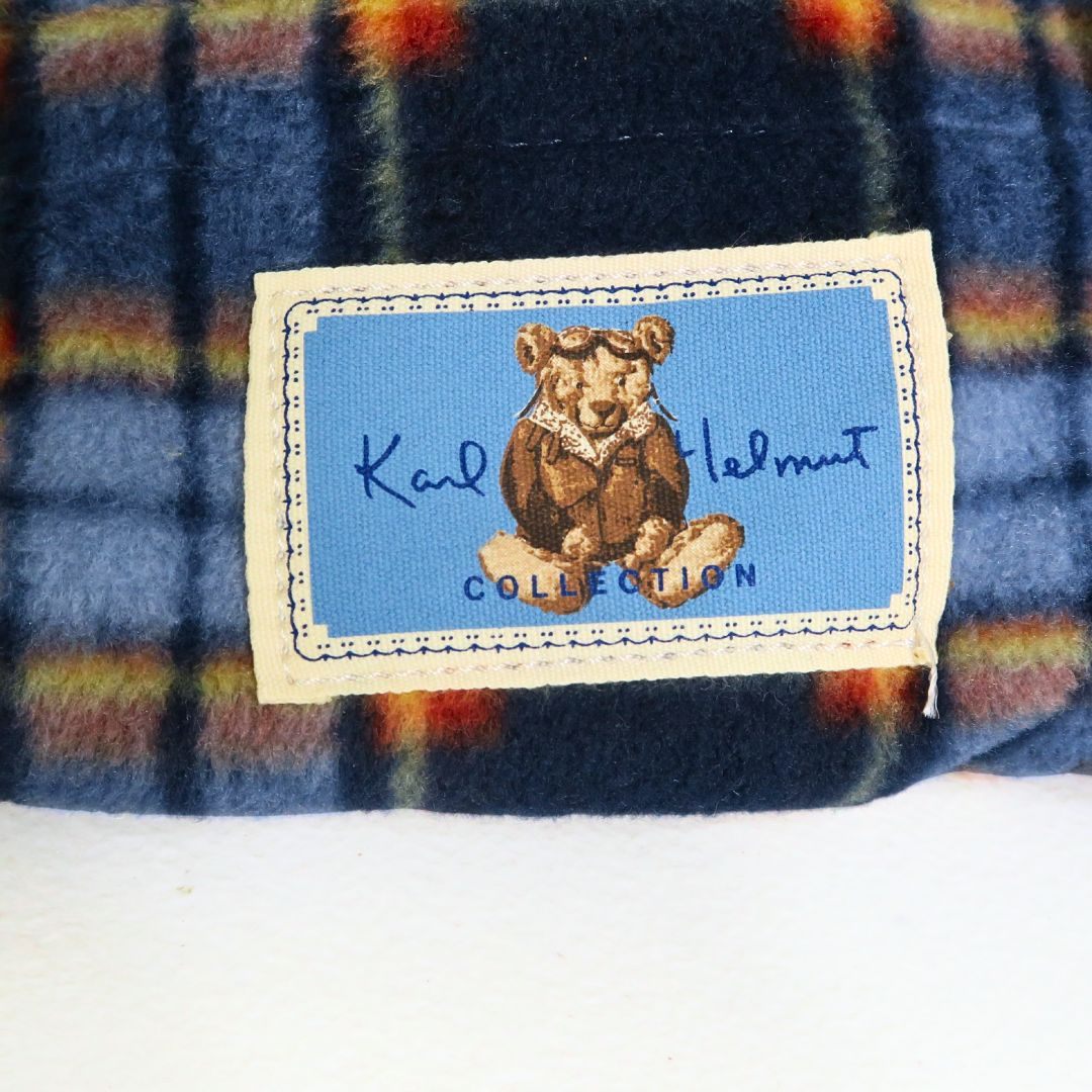 Karl Helmut カールヘルム ★可愛い！くまさん刺繍　チェック柄 ワッペン 2WAY トートバッグ ショルダーバッグ ネイビー系＊ba308