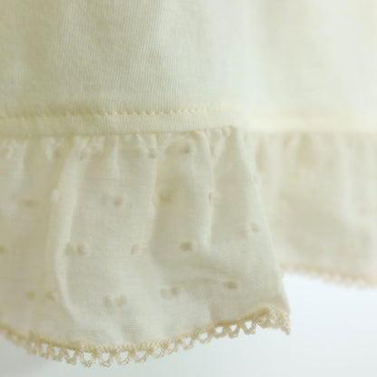 【美品！】ピンクハウス★ふりふりボレロ 前開き ドットレース リボン パフ袖 クリーム系 z19909