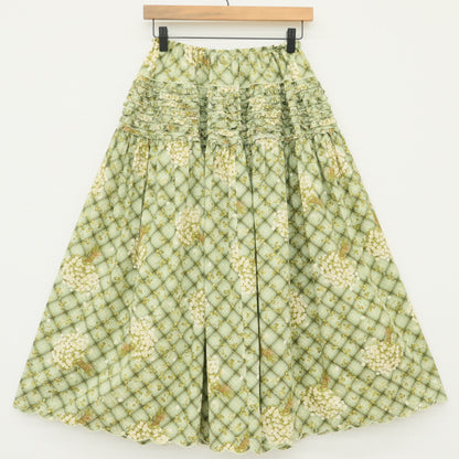 【極美品】ワンダフルワールド カネコイサオ★三点セット♪オリチェ&シロツメクサptブラウス&スカート ハッカ系 前開き z23241