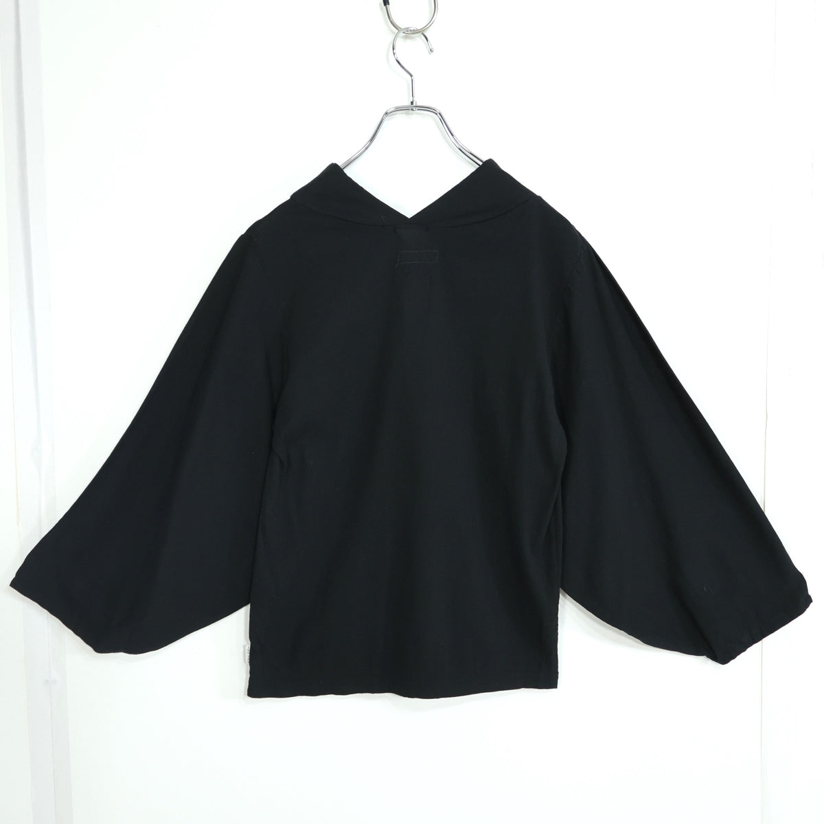 【美品】SOUSOU ソウソウ★高島縮♪薙ジバン サイズM 濡羽色 黒系 長袖カットソー 薄手 無地 z22969