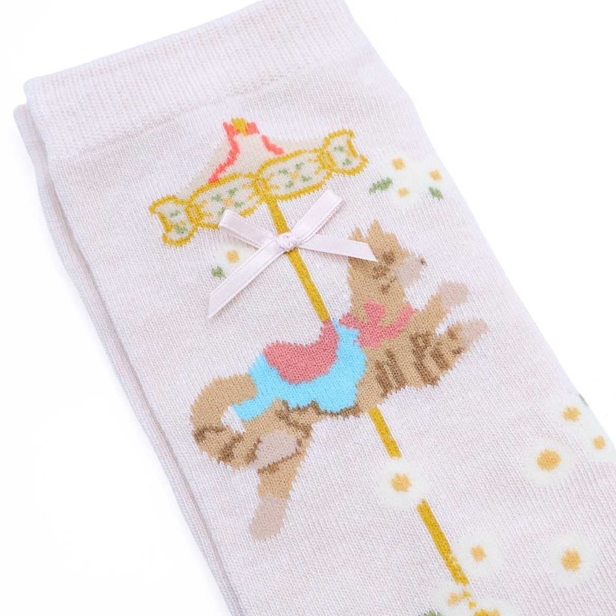 【タグ付き美品】ピンクハウス★ メリーゴーランド 白馬 猫 靴下 キッズ18㎝ ピンク系 *so320