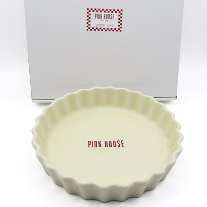 【未使用品】ピンクハウス★ロゴ入タルト型 陶器 プレート ケーキ皿 グラタン皿 食器   アイボリー系 so337