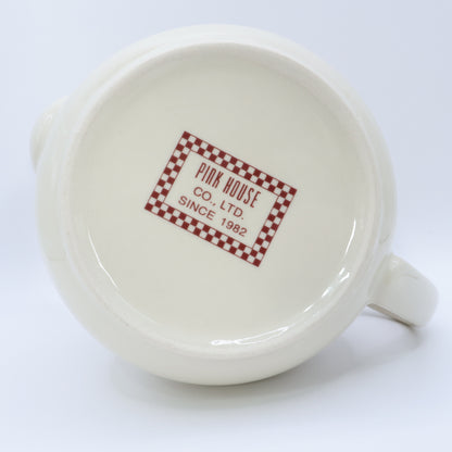 ピンクハウス★ロゴ入りティーポット チェック柄  急須 食器  ティーポット  茶こし付 アイボリー系 so406