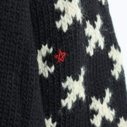 【美品】ワンダフルワールド カネコイサオ★クロス&星♪長袖ニット セーター 黒系 厚手 z16776