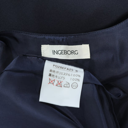 【美品】インゲボルグ★リボンモチーフ♪ジャンパースカート 濃紺系 無地 薄手 z22413