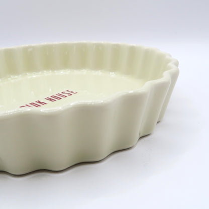 【未使用品】ピンクハウス★ロゴ入タルト型 陶器 プレート ケーキ皿 グラタン皿 食器   アイボリー系 so337
