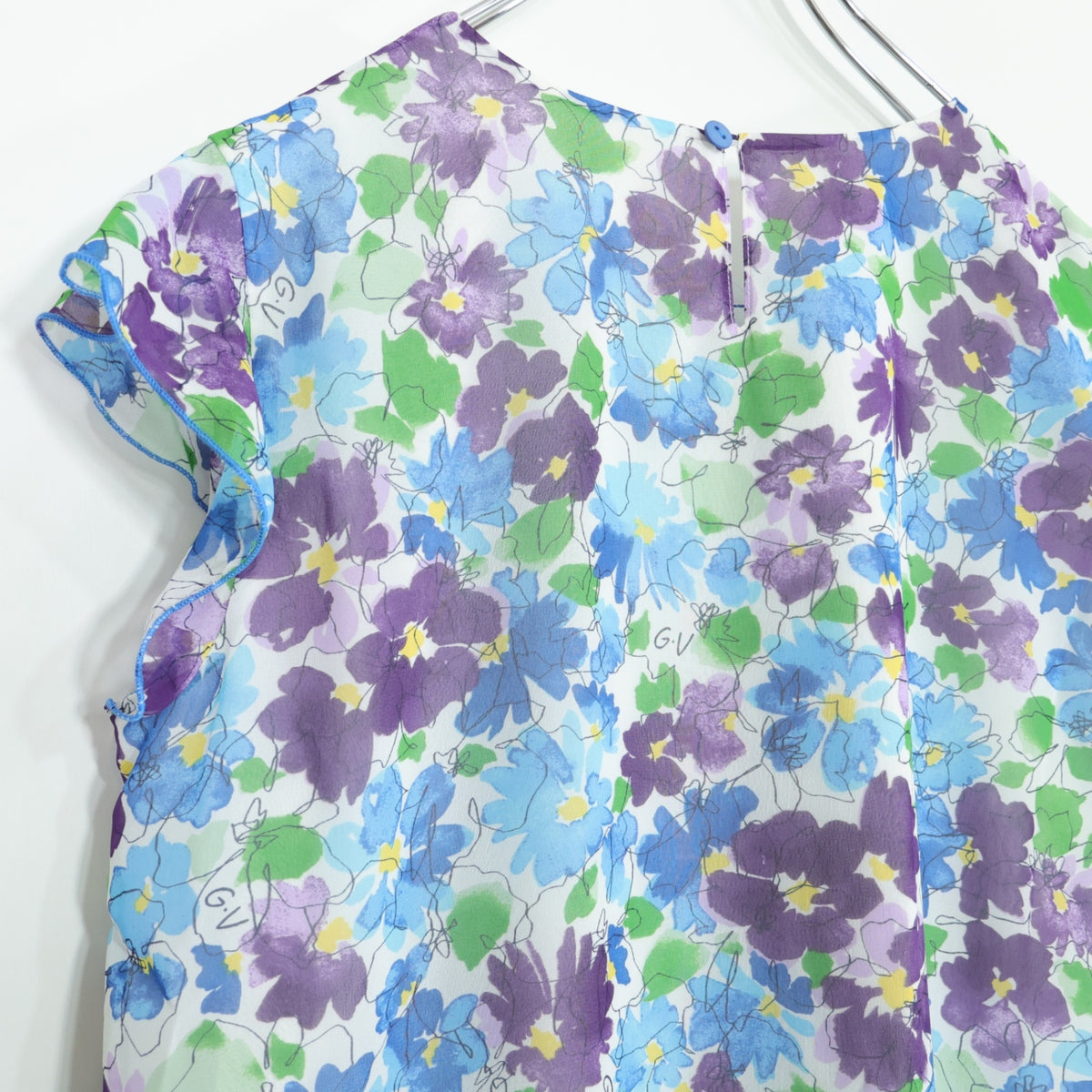 【美品】ギャラリービスコンティ★涼しげ気で大人っぽい♪ノースリーブ チュニックブラウス 水色系 z21194
