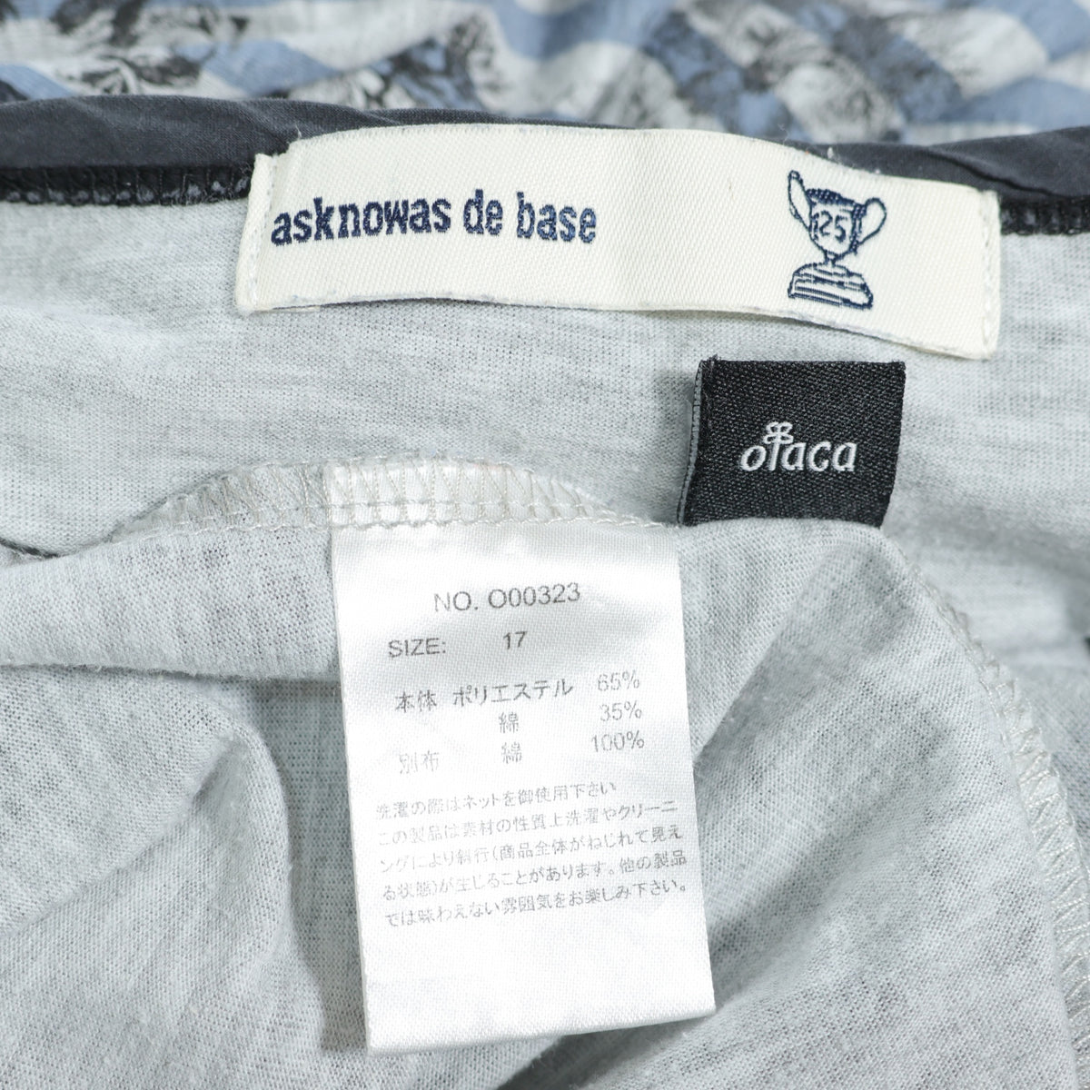 アズノウアズ オオラカ★パッチワーク♪ノースリーブカットソー 大きいサイズ17 グレー系 ボタニカルプリント♪薄手 z22843