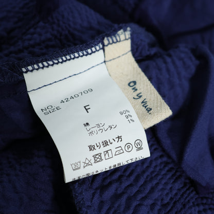 Onyvua オニヴァ★ふくれ織り♪シャツワンピース チュニック サイズF 前開き 紺系 無地 z22727