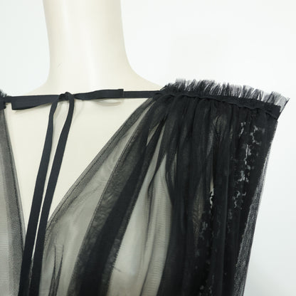 【美品】ヒロミシスル HiROMITHiSTLE★チュールレース♪ベスト はおりもの サイズF 黒系 お花モチーフ♪z22358