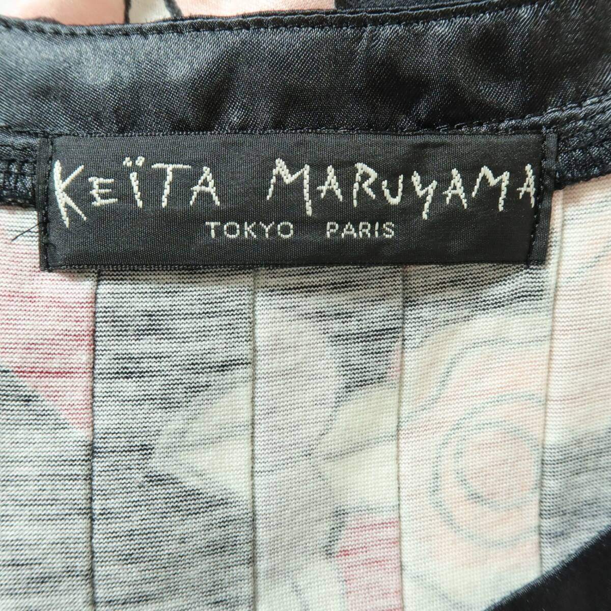 【美品】 KEITA MARUYAMA ケイタマルヤマ ★フラワープリント 花柄 サイズ1 黒系 蝶と花♪インナーキャミ付き♪＊z13214