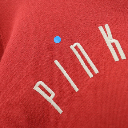 ピンクハウス★タータンチェック柄フード♪スウェットパーカー 赤系 ロゴ刺繍♪フリル＆リボン 日本製 2023年 z23209