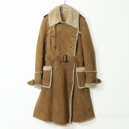 【美品】バルマン BALMAIN★上質！ムートンコート 本革 サイズ9 キャメル系 リアルファー ＊z11217