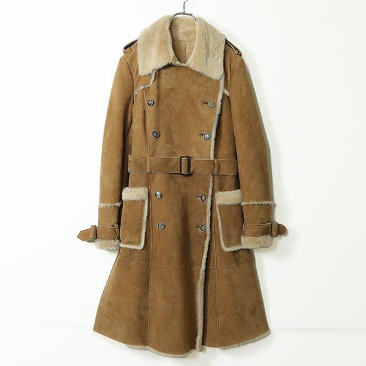 【美品】バルマン BALMAIN★上質！ムートンコート 本革 サイズ9 キャメル系 リアルファー ＊z11217