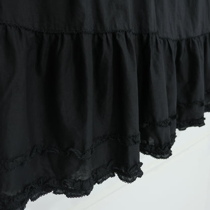 【美品】ピンクハウス★ワンダー・ザ・シー柄♪刺しゅうのミニワンピース 黒系 サテンリボン&フリル♪2024年 z22287