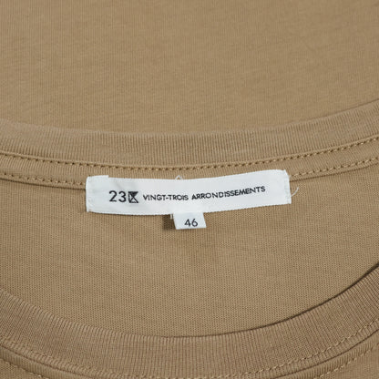 23区★カジュアル 綿100% ロゴ刺繡入り Tシャツ 大きいサイズ46 キャメル系 z22992