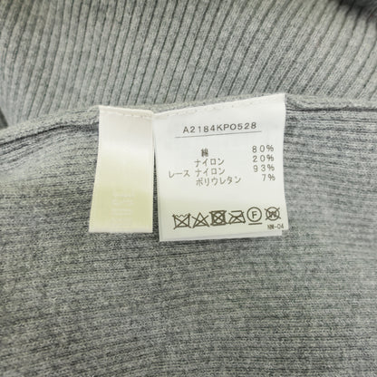 【美品】 ピンクハウス★レースフリル使い♪フリルハイネック リブニット セーター グレー系 z23528