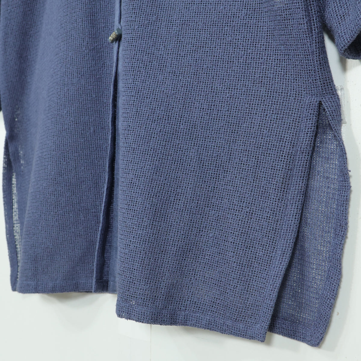 【美品】レリアン★麻混メッシュジャケット オリエンタル調ボタン サイズ11 ブルーグレー系 前開き 薄手 z22572