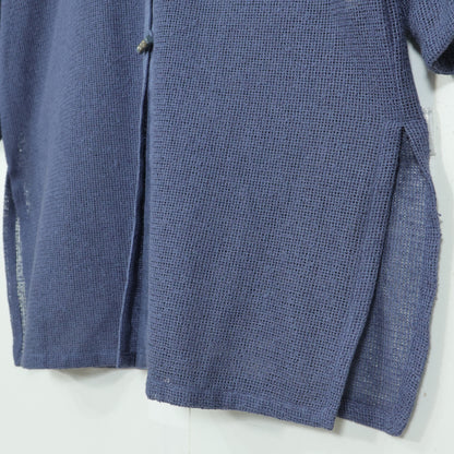 【美品】レリアン★麻混メッシュジャケット オリエンタル調ボタン サイズ11 ブルーグレー系 前開き 薄手 z22572