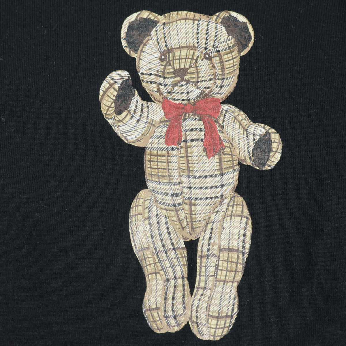 ピンクハウス★ぬいぐるみクマpt♪ふんわり七分袖カットソー 大きいサイズL 黒系 シャーリング♪無地 z22303
