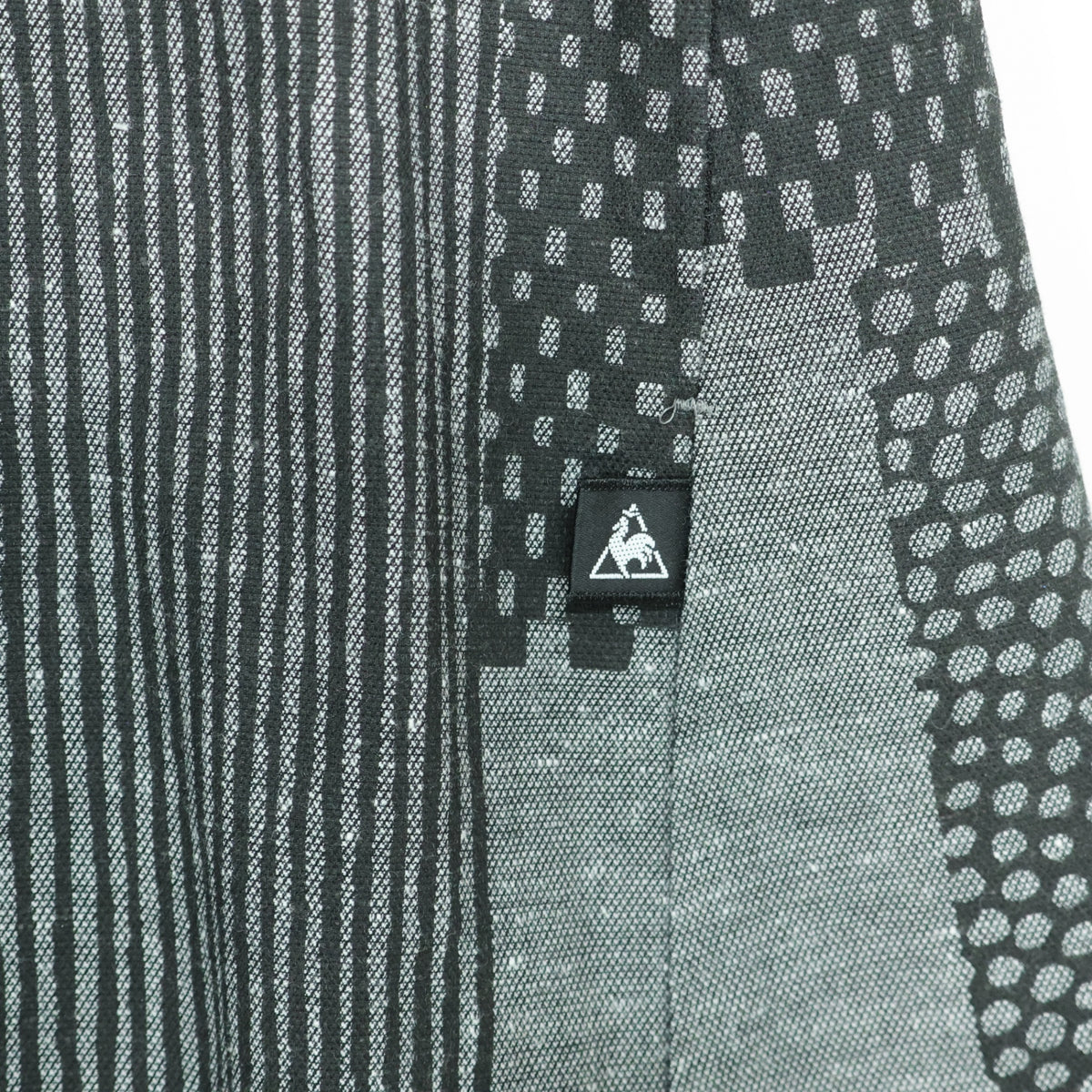 【美品】SOUSOU×le coq sportif BIKE★和モダン柄が素敵♪間がさね 半袖 ワンピース 黒グレー系 z22899
