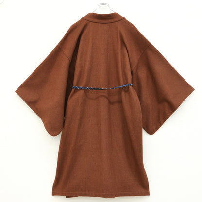 【美品】SOU・SOU★和の趣き♪小袖羽織 長丈 サイズM 茶系 ロングコート ウール混  無地 z23562