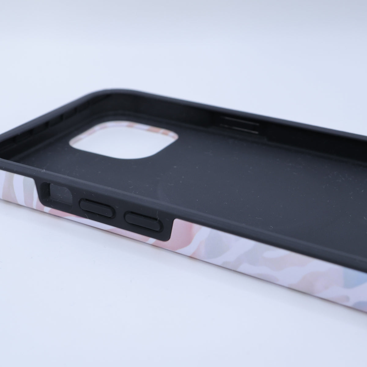 BURGA★マーブルゼブラ柄 iPhone14ケース MagSafe対応 巾着付 紫系 so398