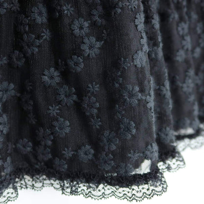 【美品！】ピンクハウス★かぶせ段々♪刺繍付チュールレースのワンピース サイズM 黒系 キュートな小花刺繍♪z21020