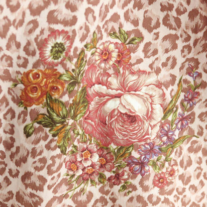【美品】PINK HOUSE ピンクハウス★レオパード×薔薇フラワープリント♪リボン 半袖チュニック ブラウス ピンク系＊z19615
