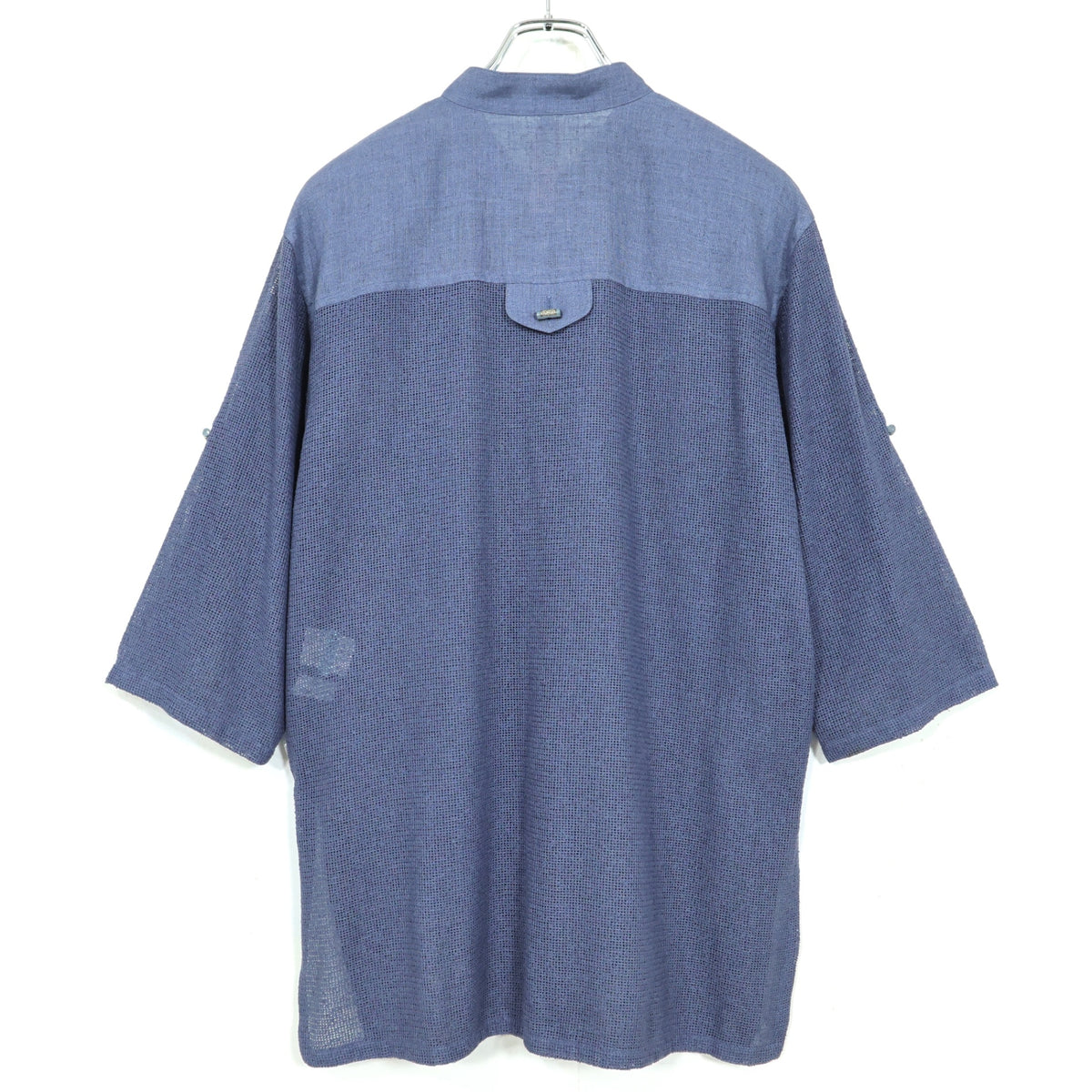 【美品】レリアン★麻混メッシュジャケット オリエンタル調ボタン サイズ11 ブルーグレー系 前開き 薄手 z22572
