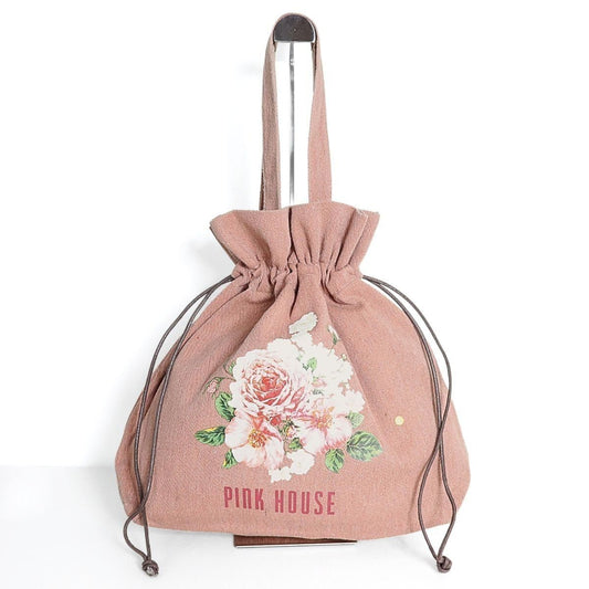 ピンクハウス★可愛い！巾着型バッグ　豪華な薔薇のプリントが素敵　ピンク系　＊ba140