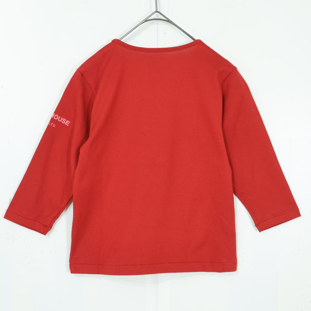 ベビーピンクハウス★たっぷりワッペンとカラフルロゴ♪ 七分袖カットソー・Tシャツ 親子コーデに！ キッズサイズS 赤系 z22151