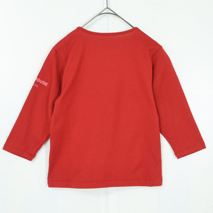 ベビーピンクハウス★たっぷりワッペンとカラフルロゴ♪ 七分袖カットソー・Tシャツ 親子コーデに！ キッズサイズS 赤系 z22151
